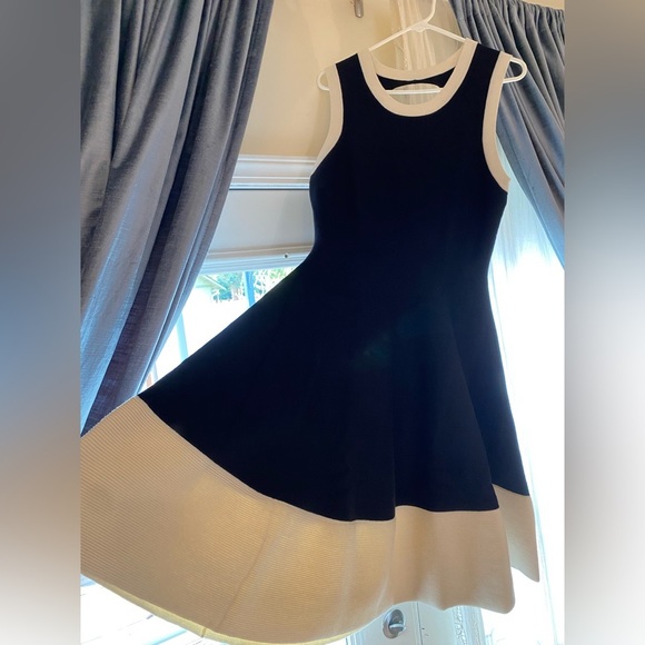 Kate Spade Quincy Brighton Black and Cream Dress XL Cashmere Silk Fit And Flare - Picture 12 of 16